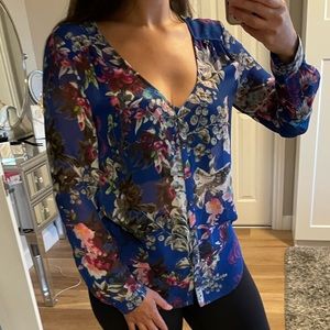 Bebe Floral Sheer Button Up